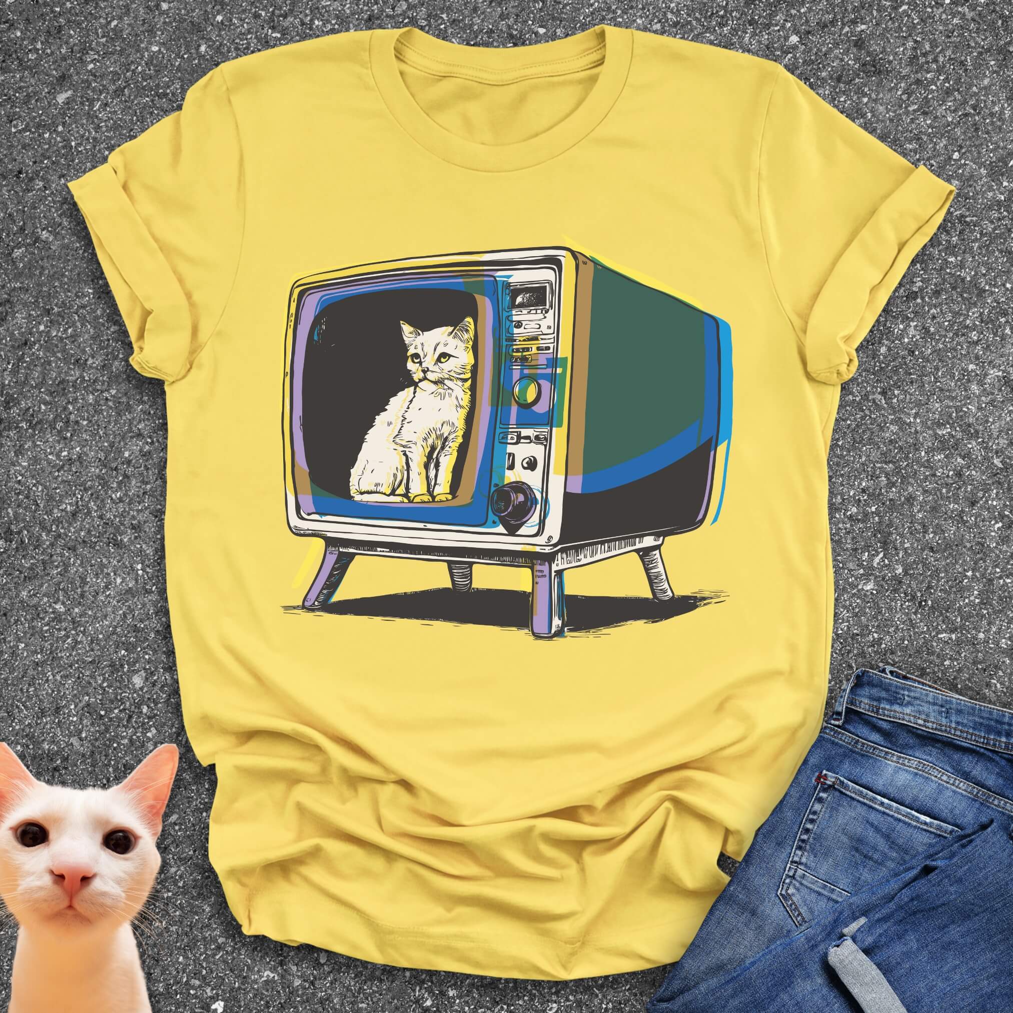 Cat on TV T-Shirt