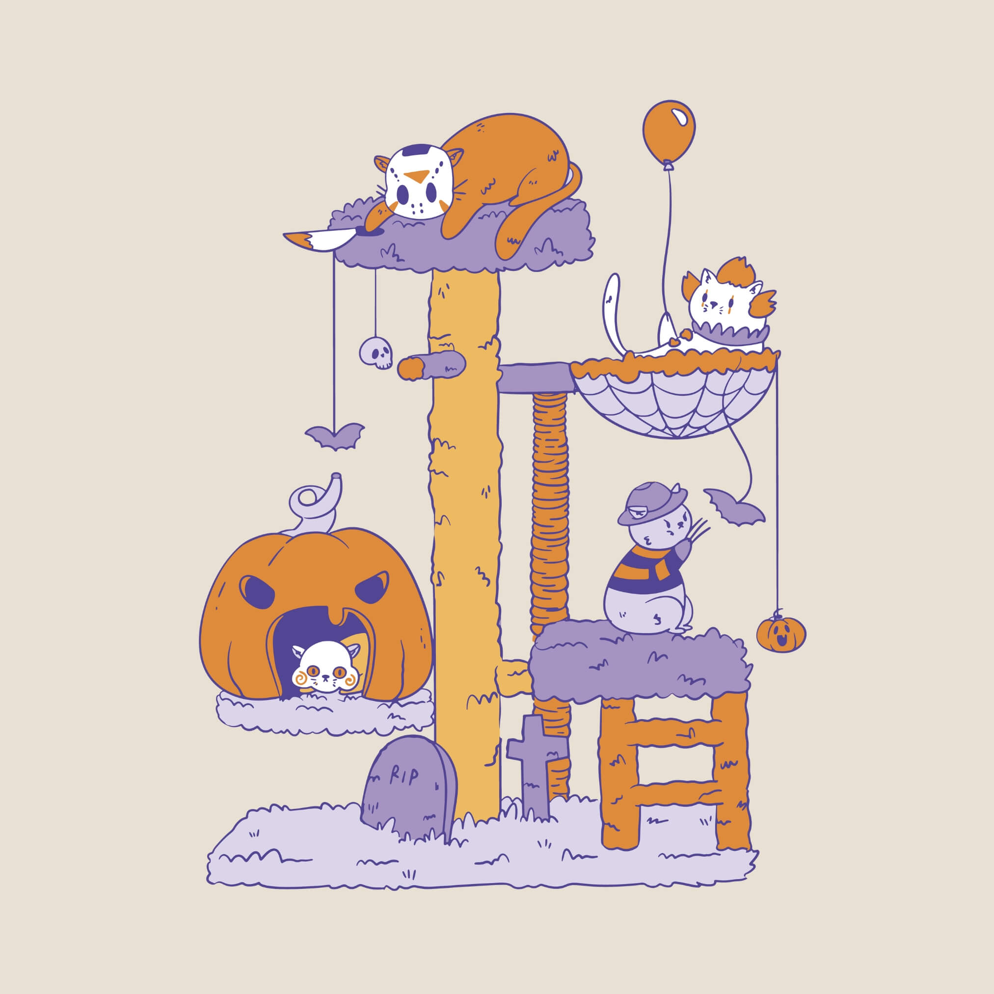 Halloween Cat Tree T-Shirt