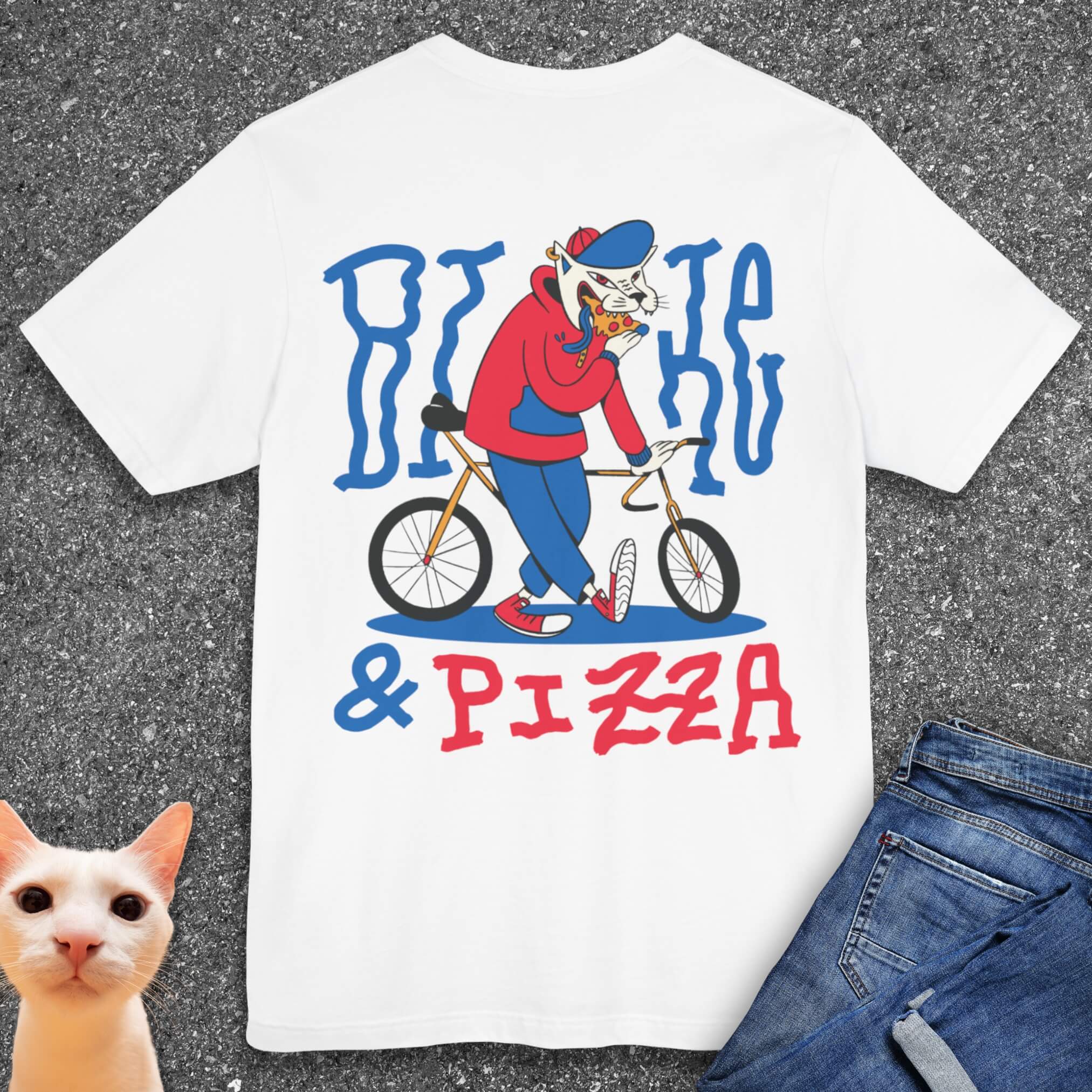 Bike & Pizza T-Shirt (Back Design)