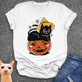 Halloween Pumpkin & Black Cat T-Shirt