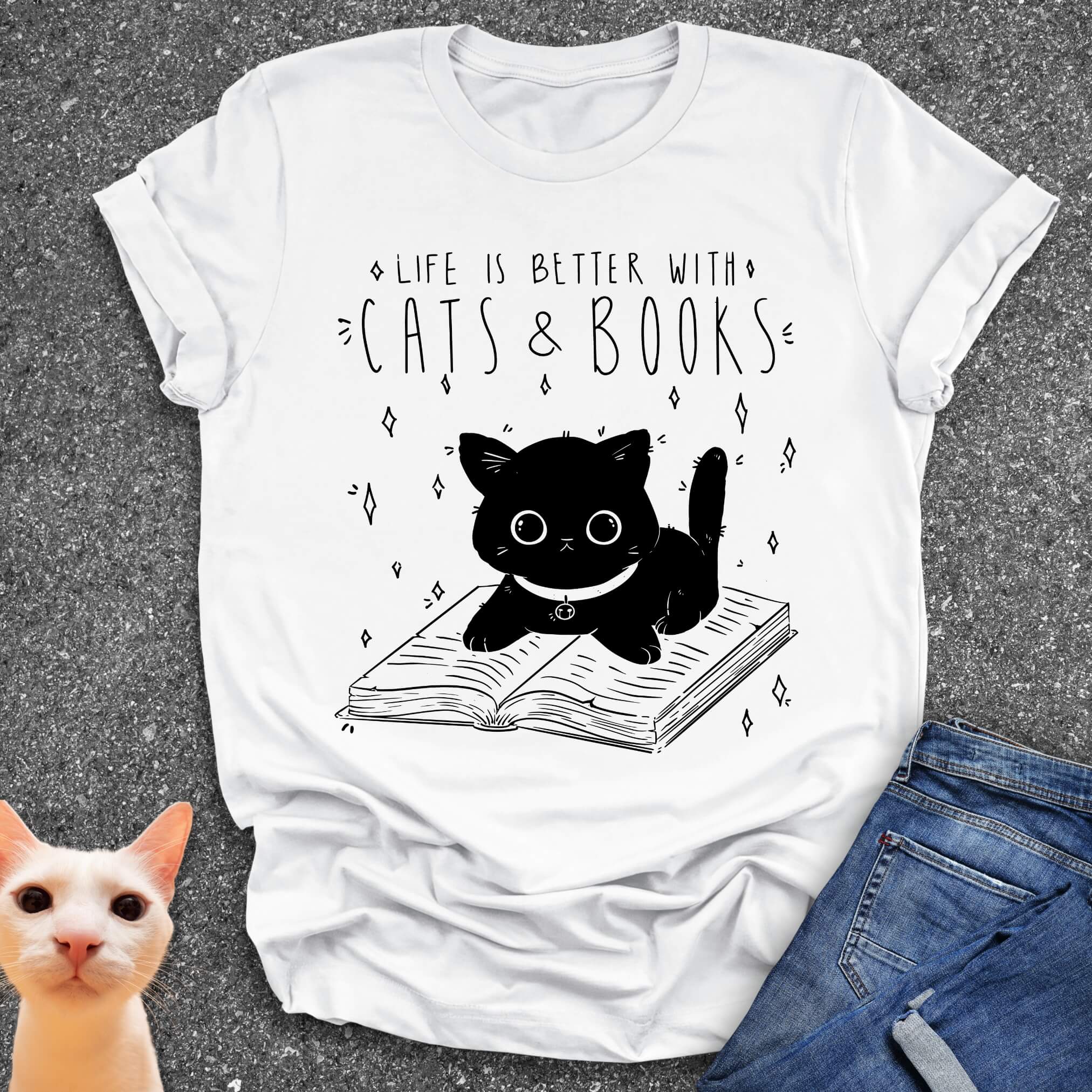 Life is Better with Cats & Books T-Shirt