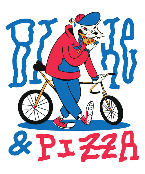 Bike & Pizza T-Shirt (Back Design)
