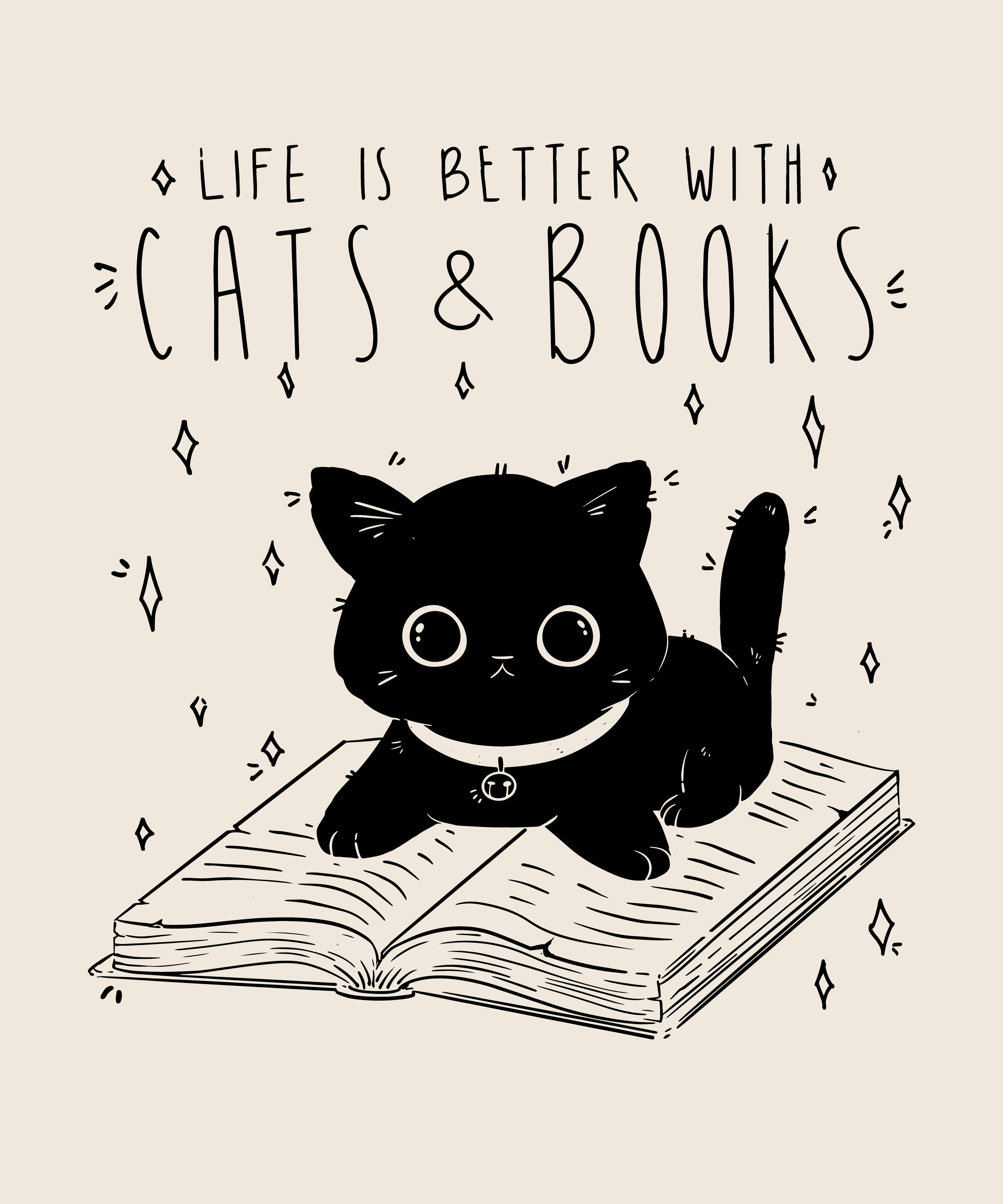 Life is Better with Cats & Books T-Shirt