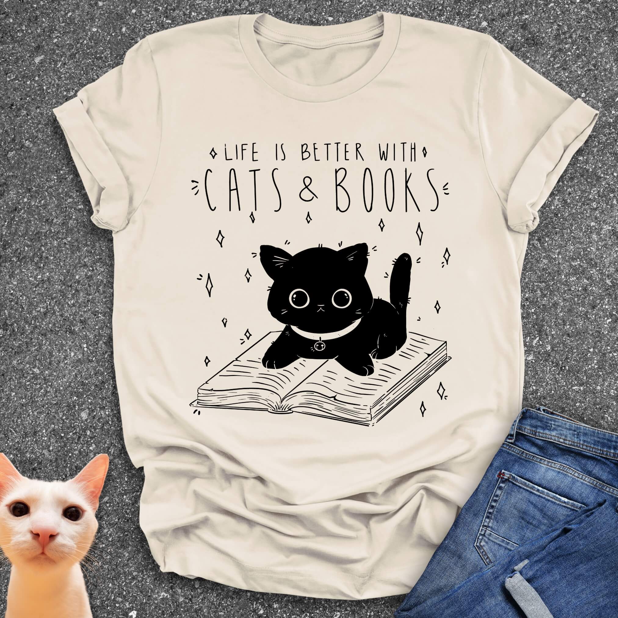 Life is Better with Cats & Books T-Shirt