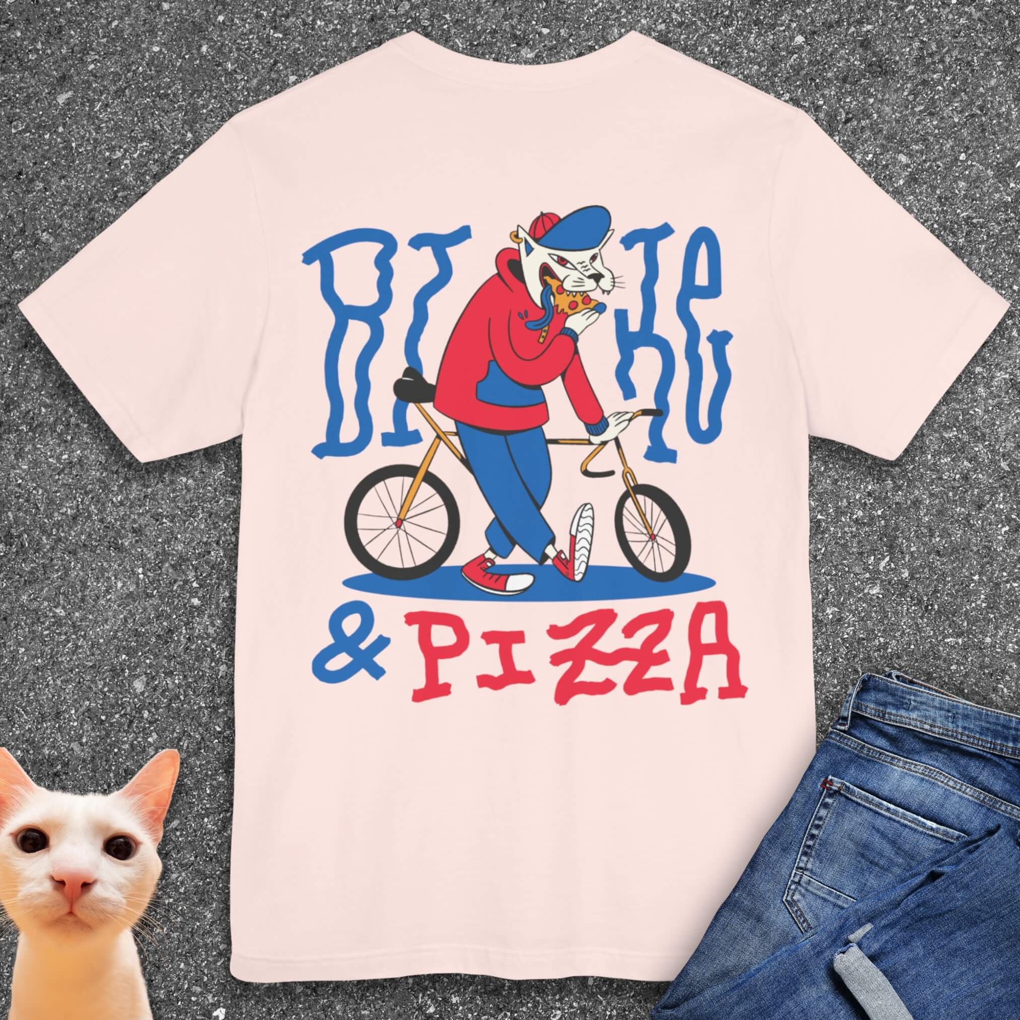 Bike & Pizza T-Shirt (Back Design)
