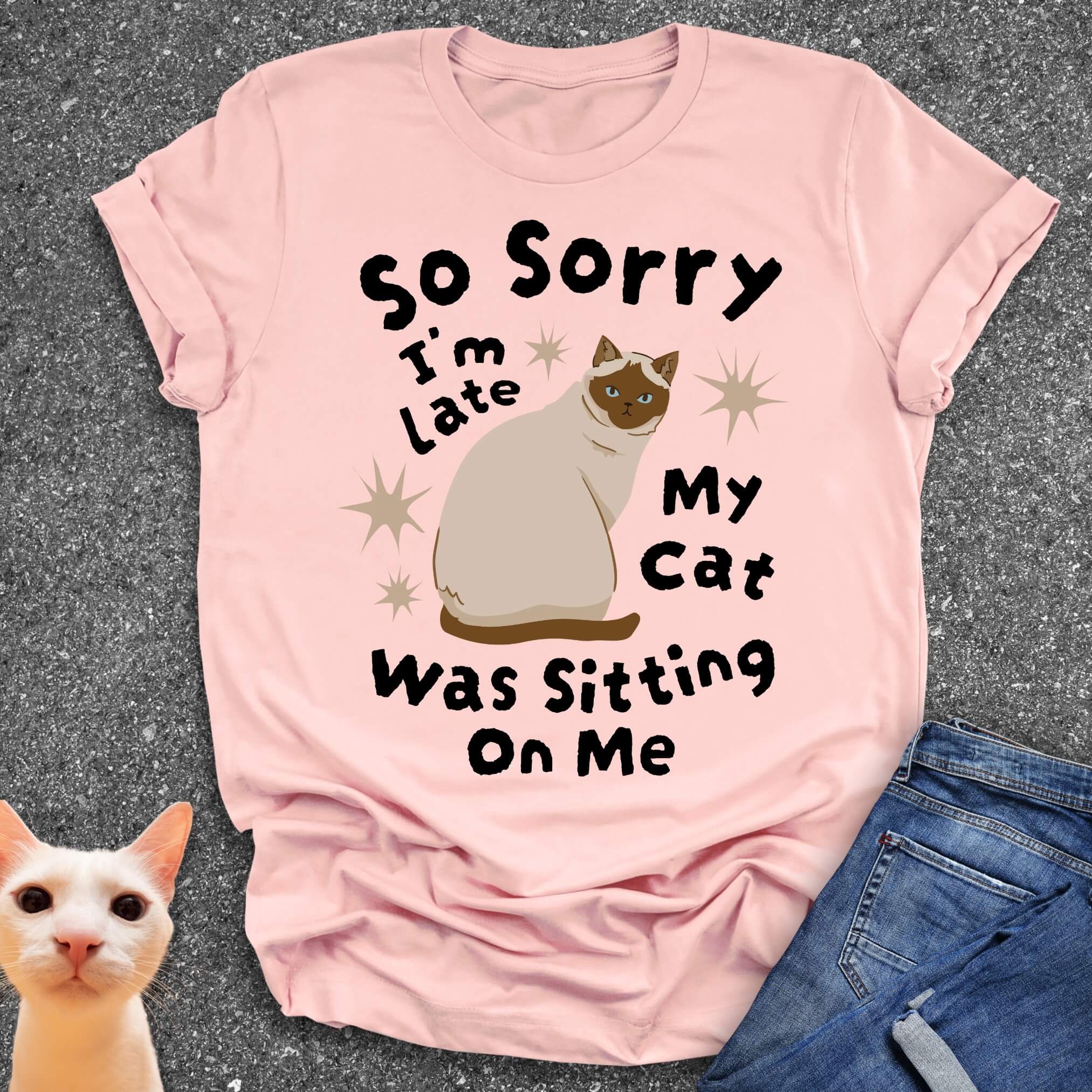 So Sorry I’m Late My Cat Was Sitting On Me T-Shirt