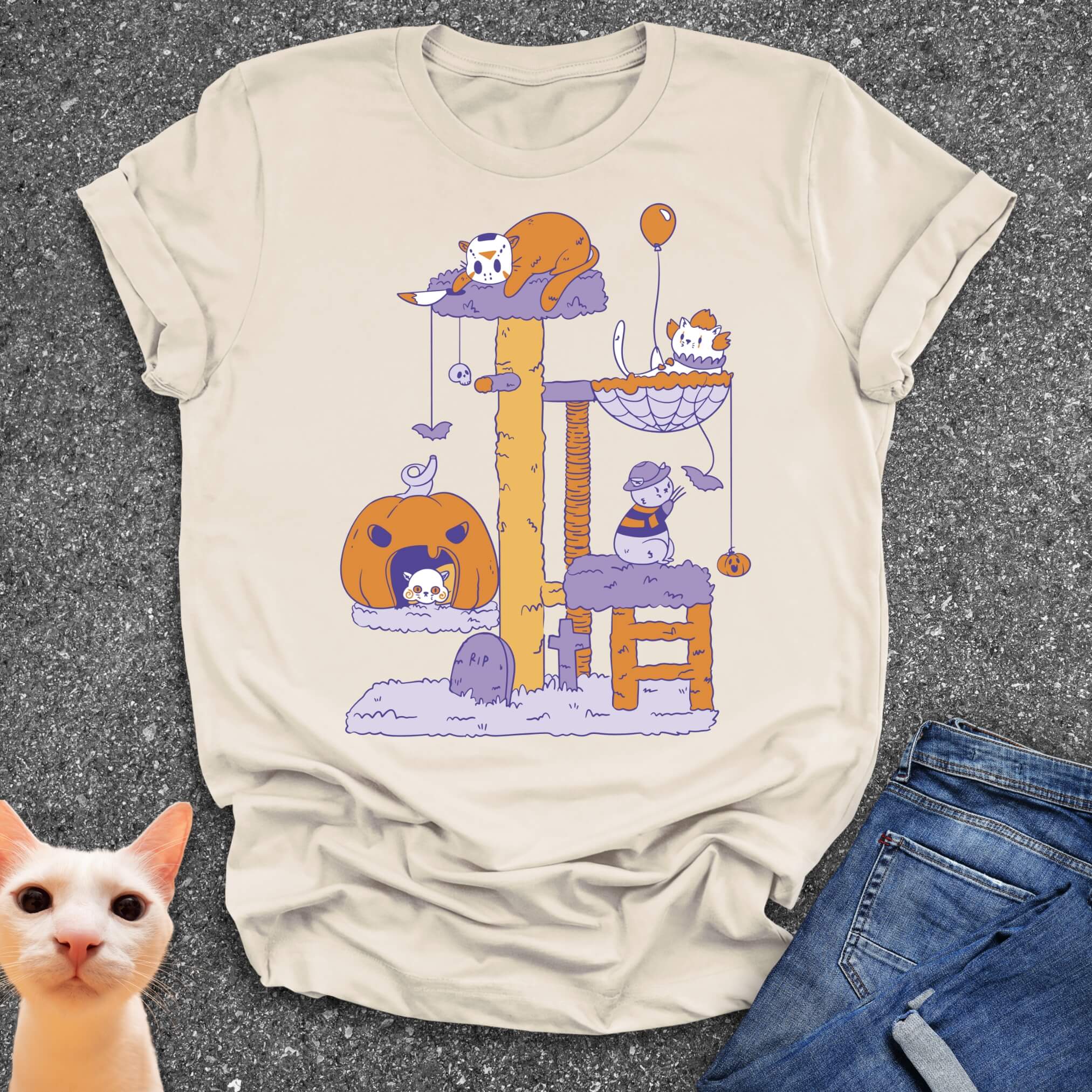 Halloween Cat Tree T-Shirt