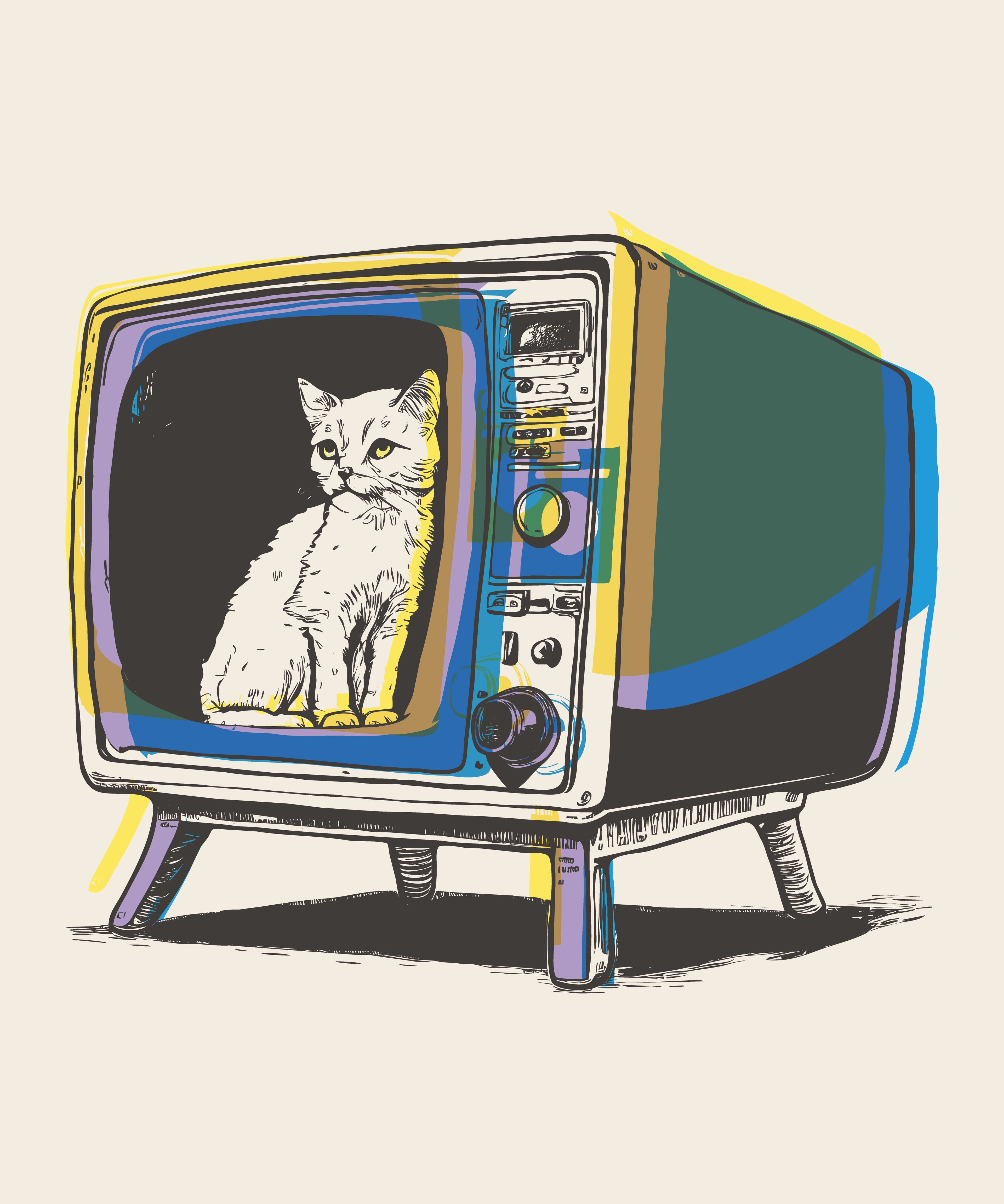 Cat on TV T-Shirt