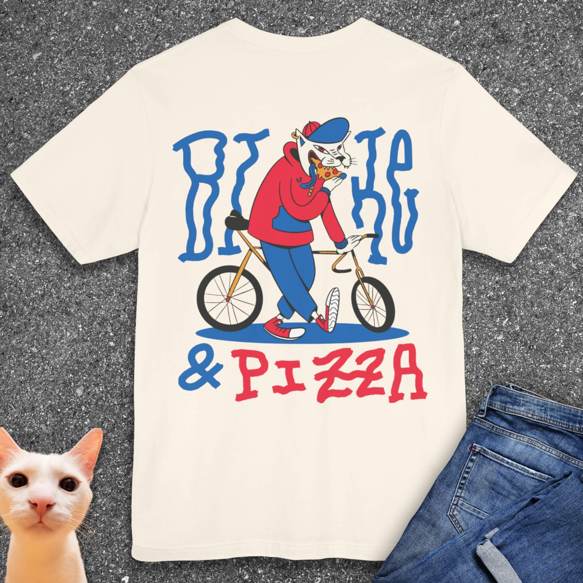 Bike & Pizza T-Shirt (Back Design)