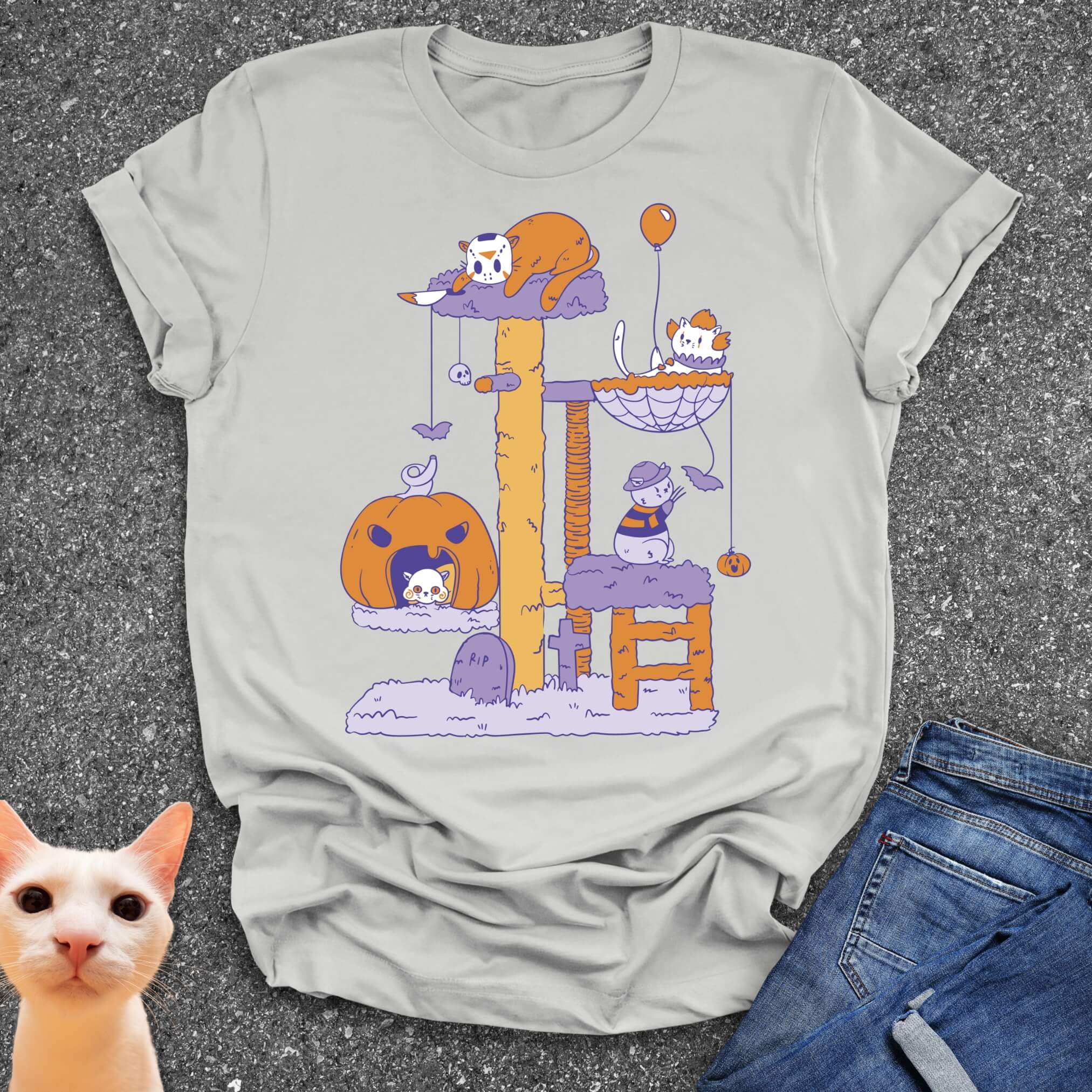 Halloween Cat Tree T-Shirt