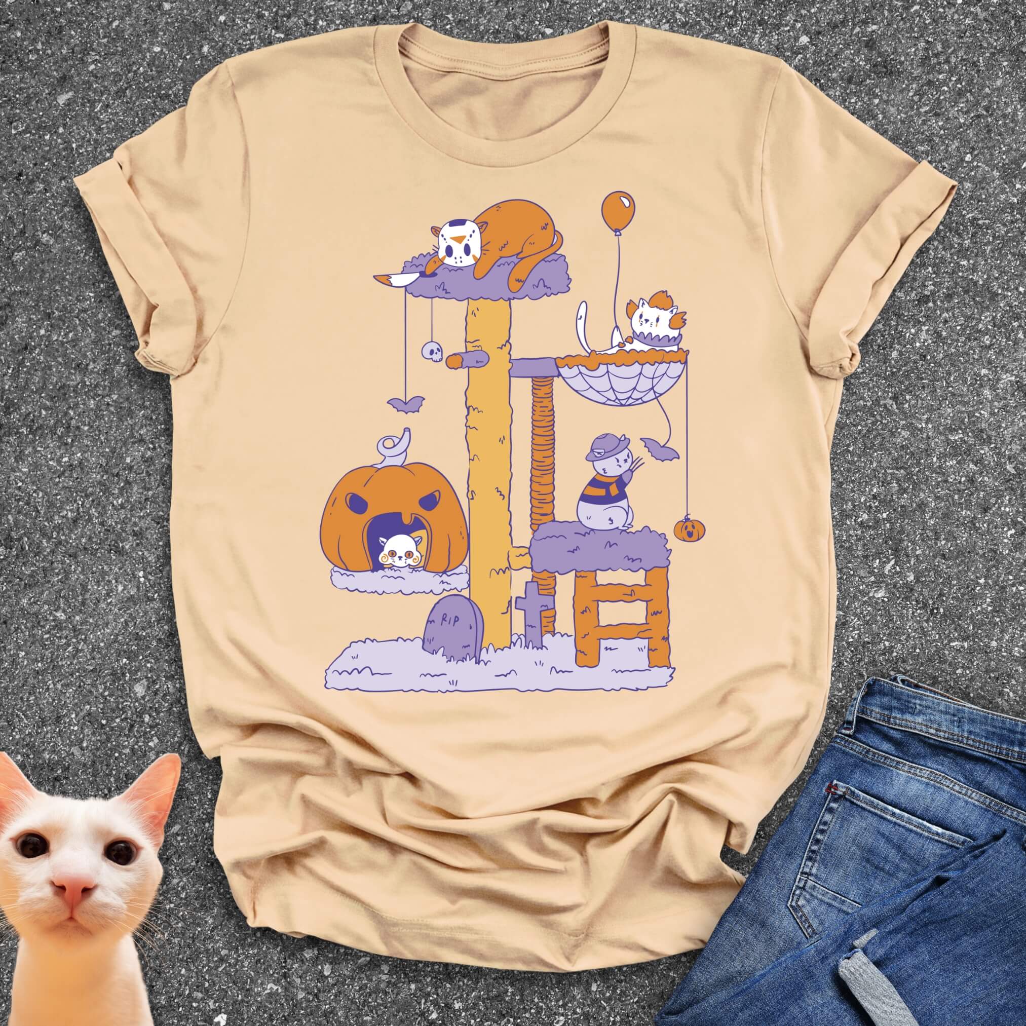 Halloween Cat Tree T-Shirt