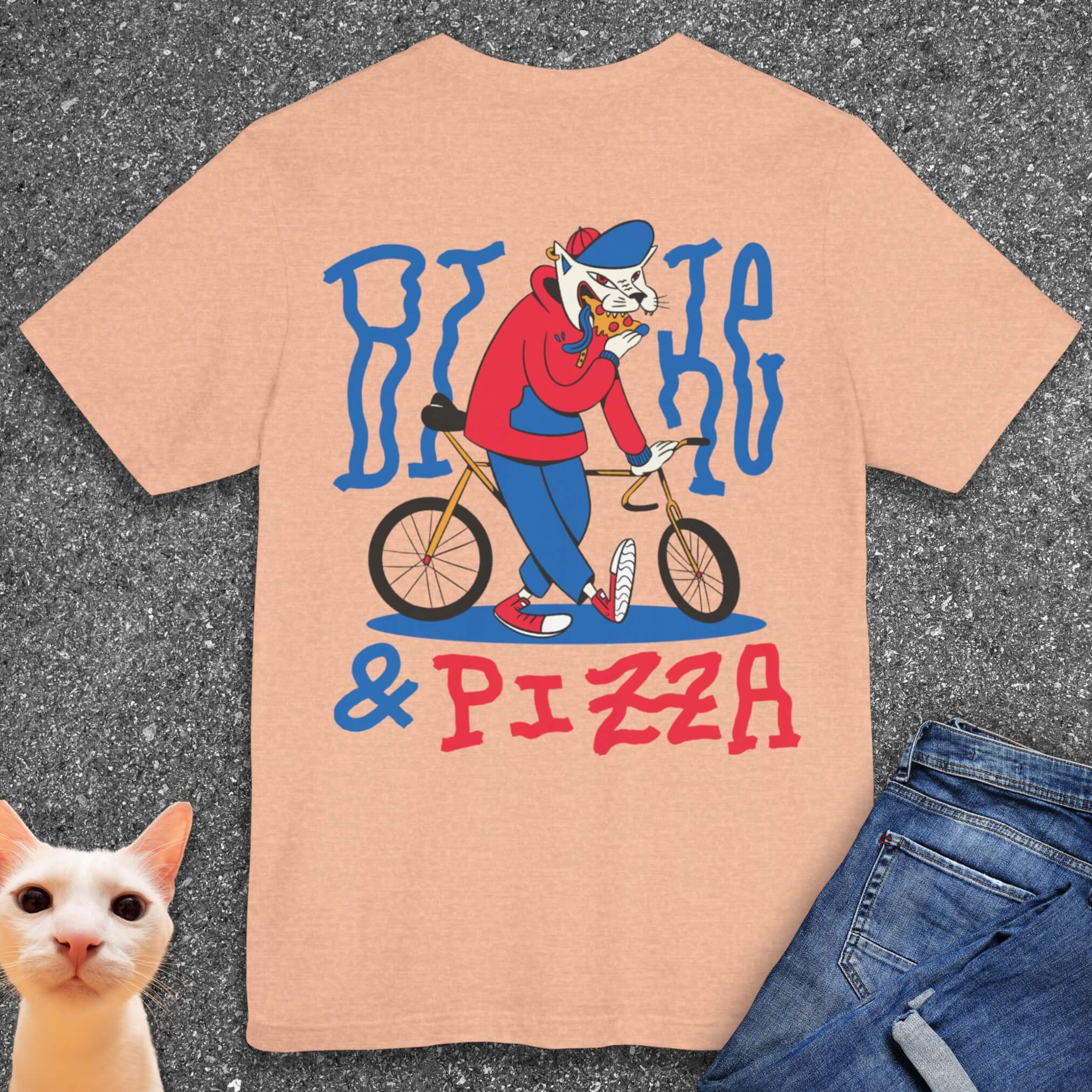 Bike & Pizza T-Shirt (Back Design)