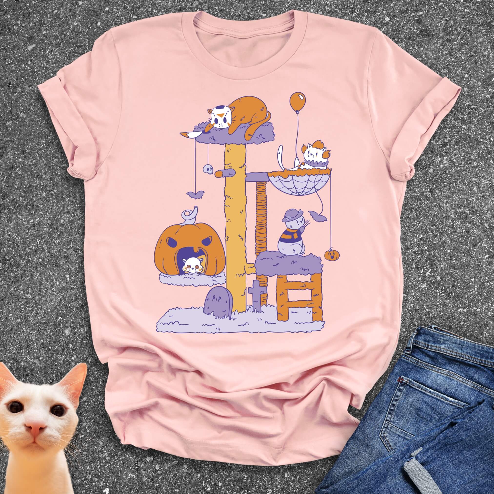Halloween Cat Tree T-Shirt