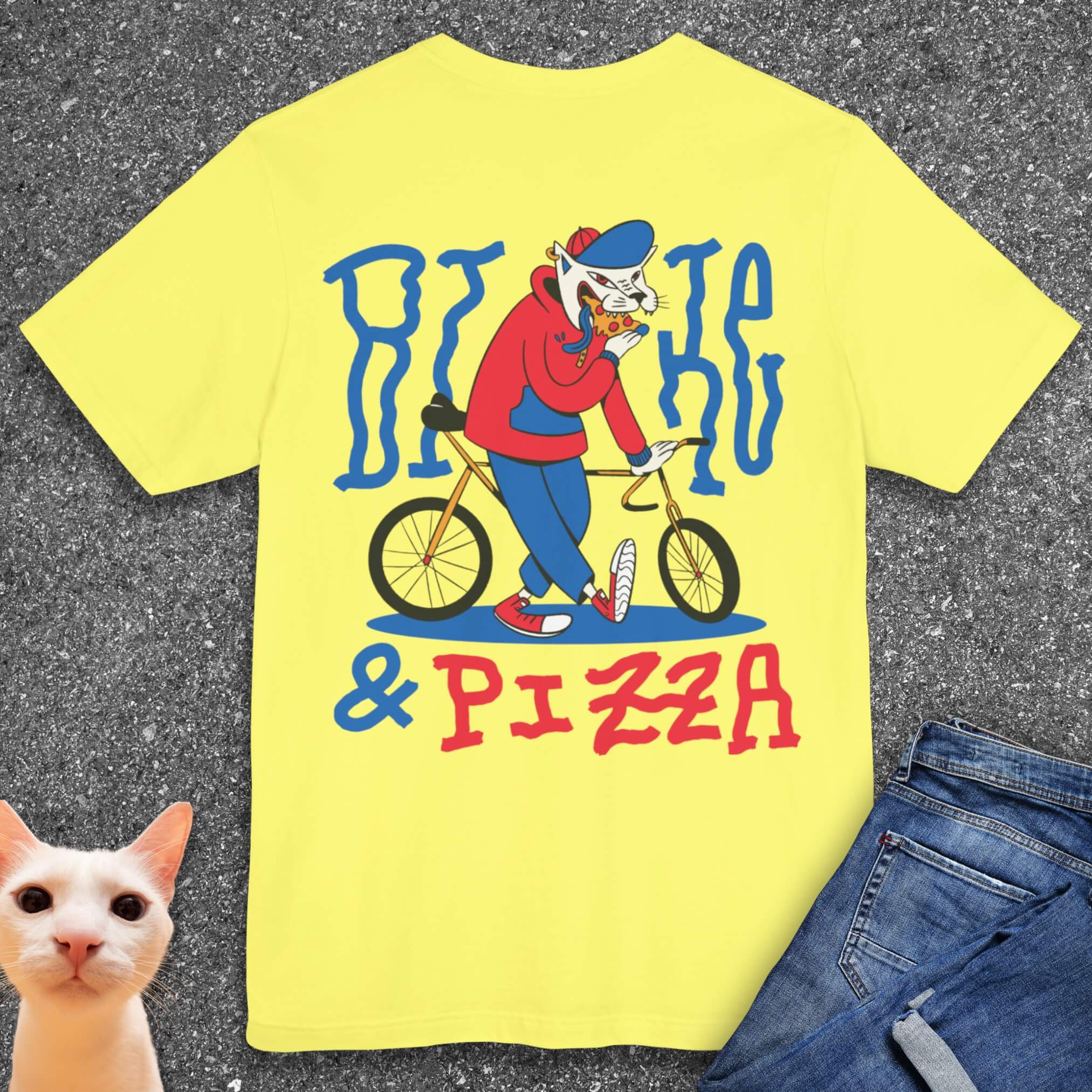 Bike & Pizza T-Shirt (Back Design)