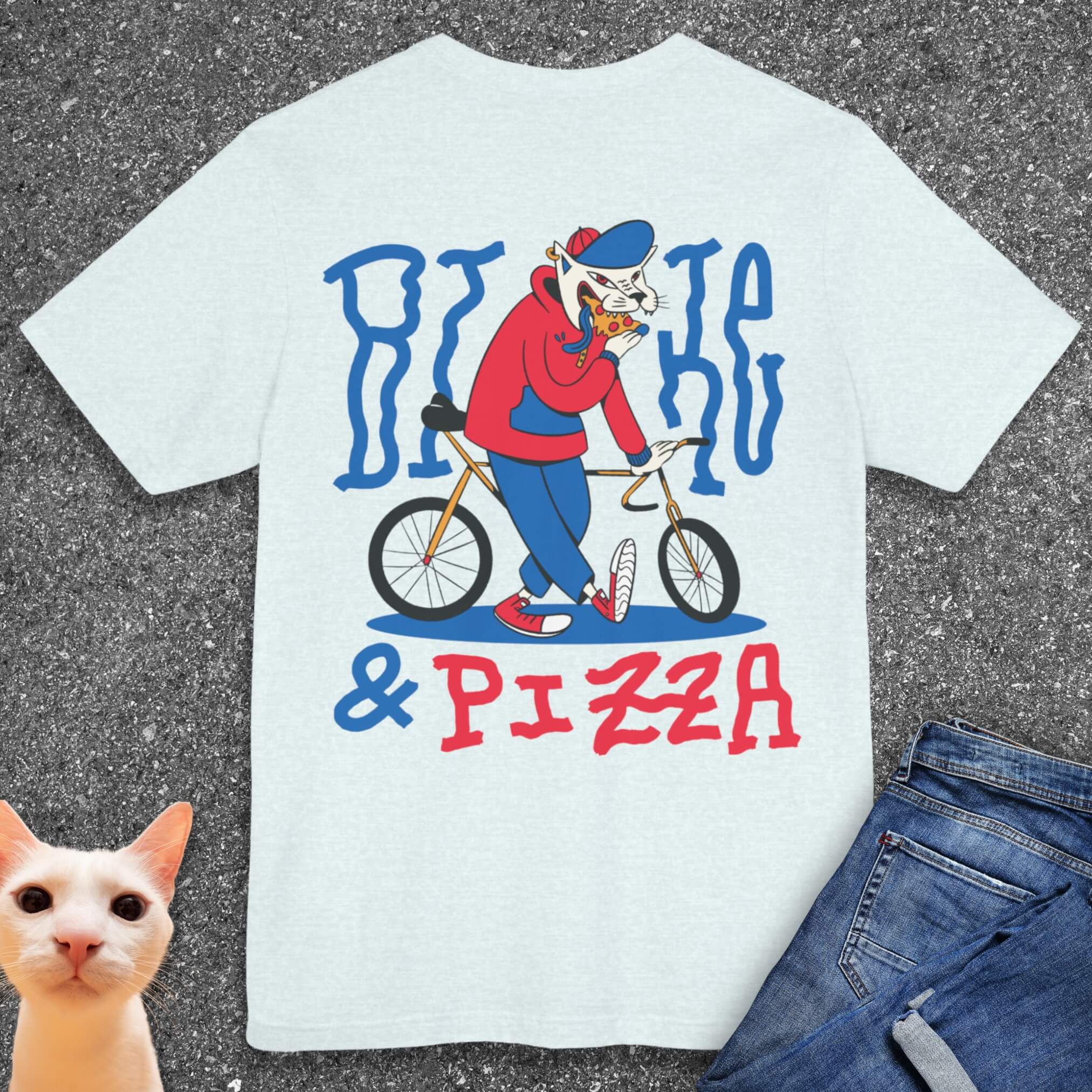 Bike & Pizza T-Shirt (Back Design)