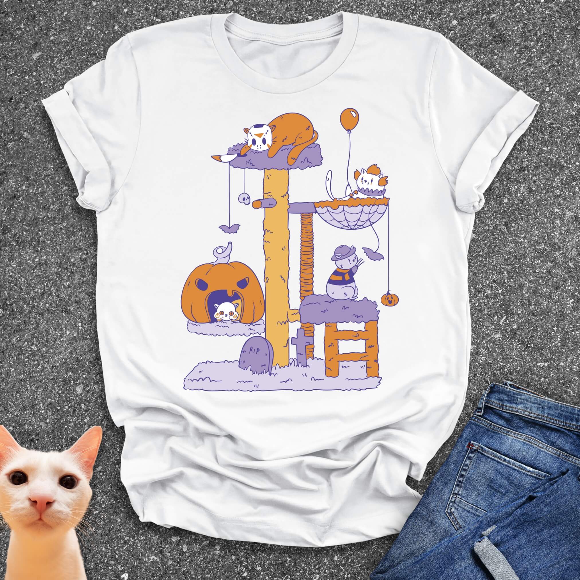 Halloween Cat Tree T-Shirt