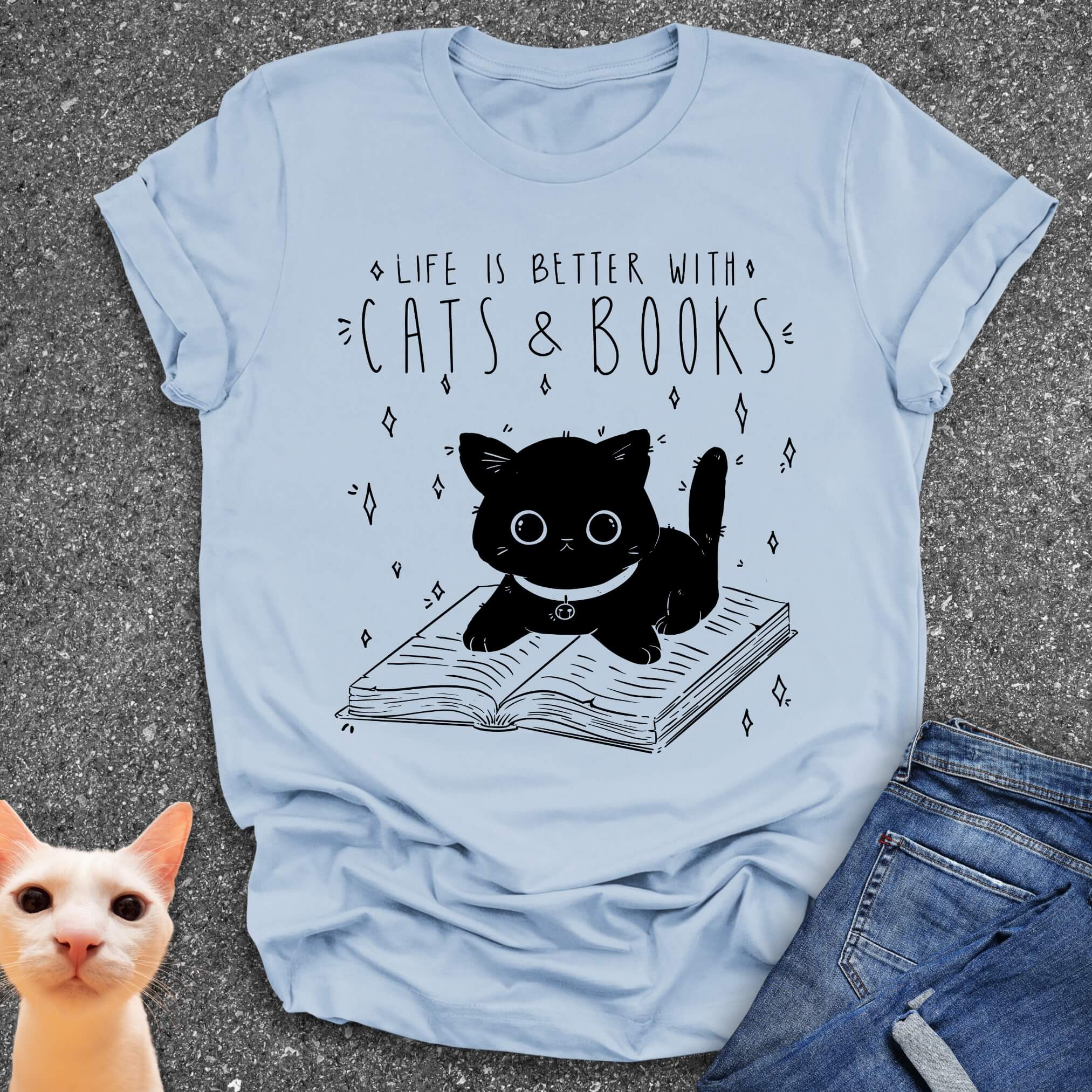 Life is Better with Cats & Books T-Shirt