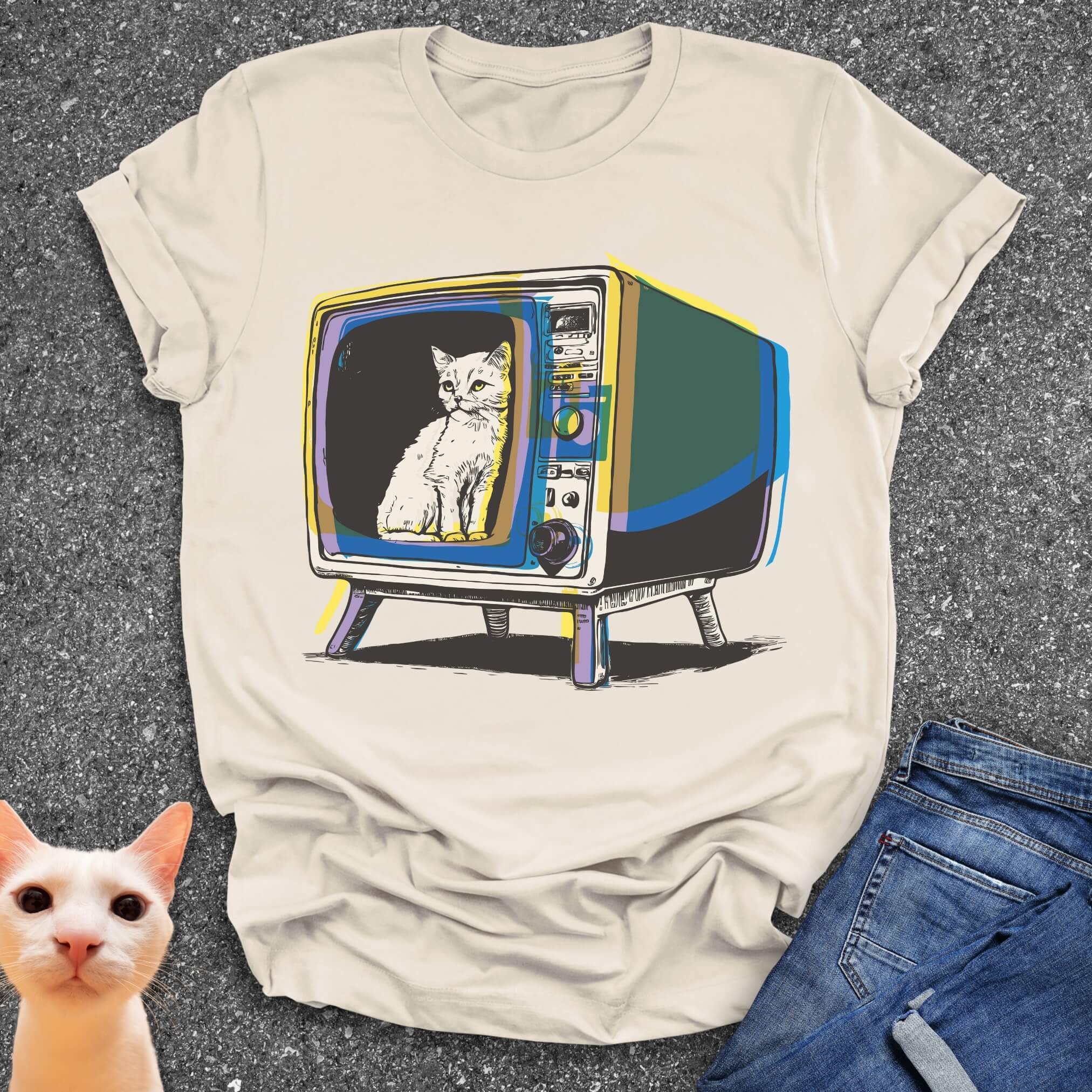 Cat on TV T-Shirt