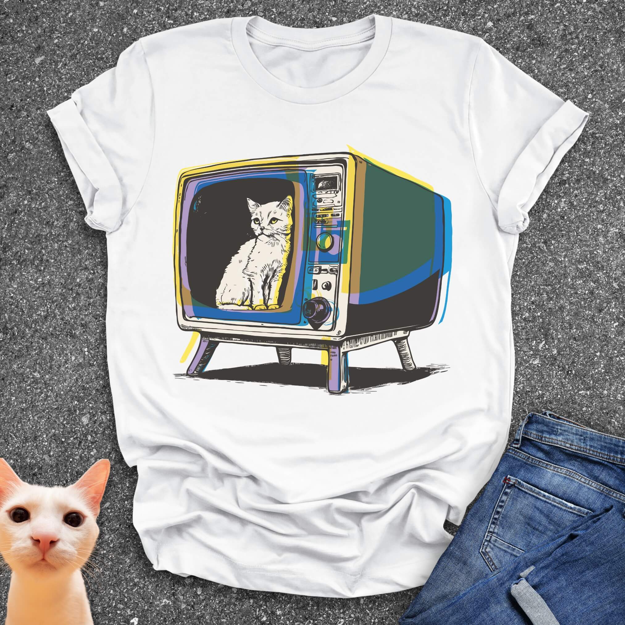 Cat on TV T-Shirt