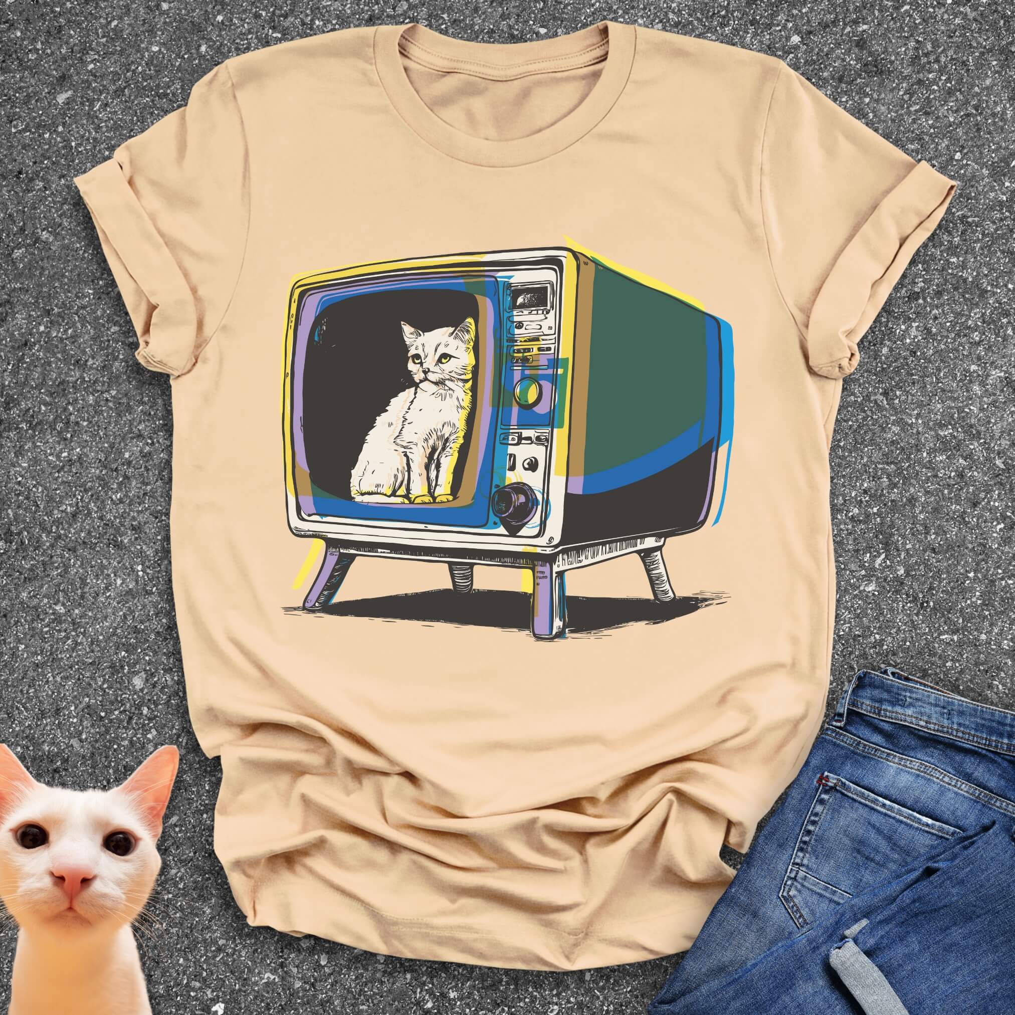 Cat on TV T-Shirt