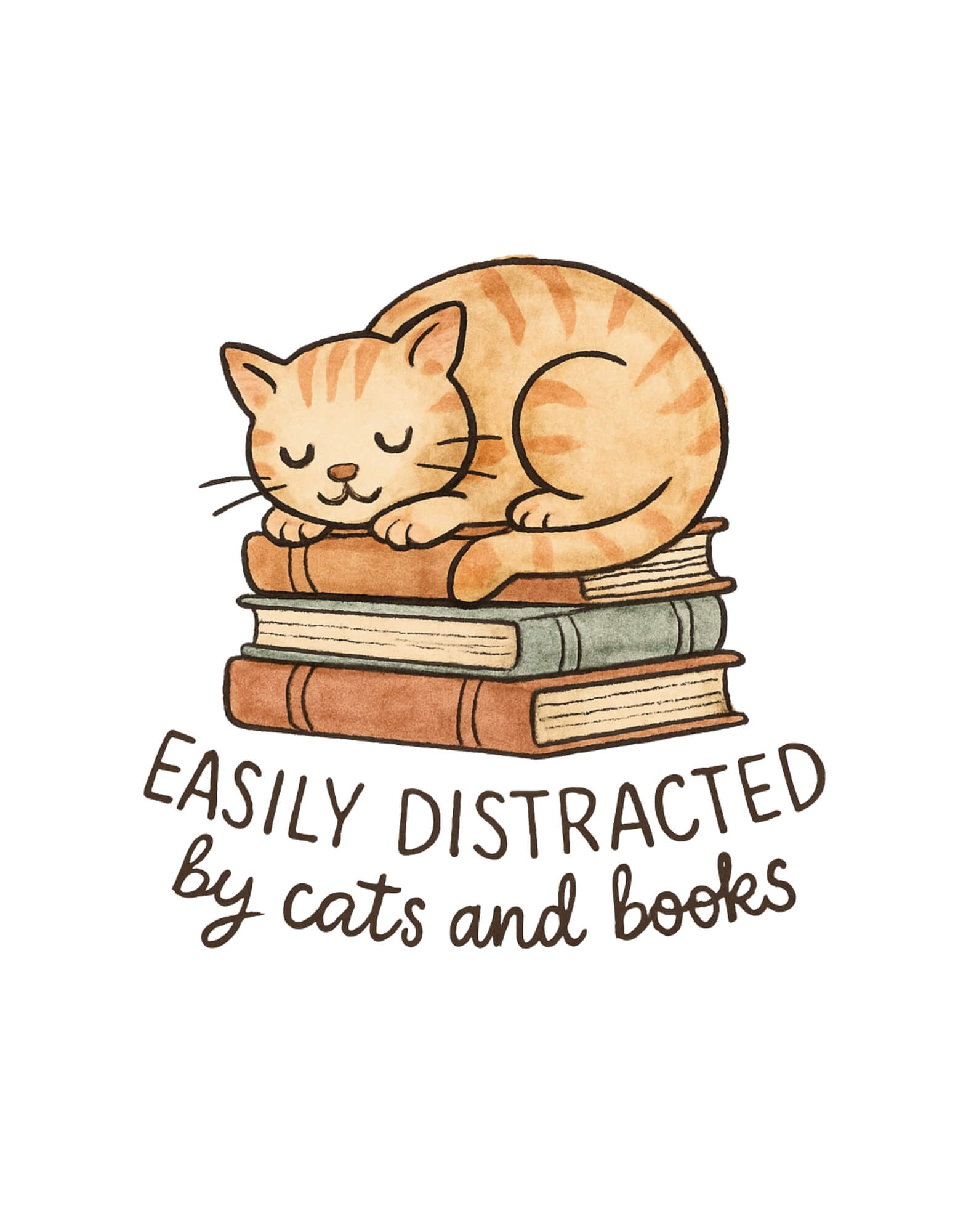 Easily Distracted By Cats and Books T-Shirt